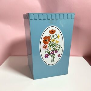 Vintage 70s 80s retro mid century floral trashcan